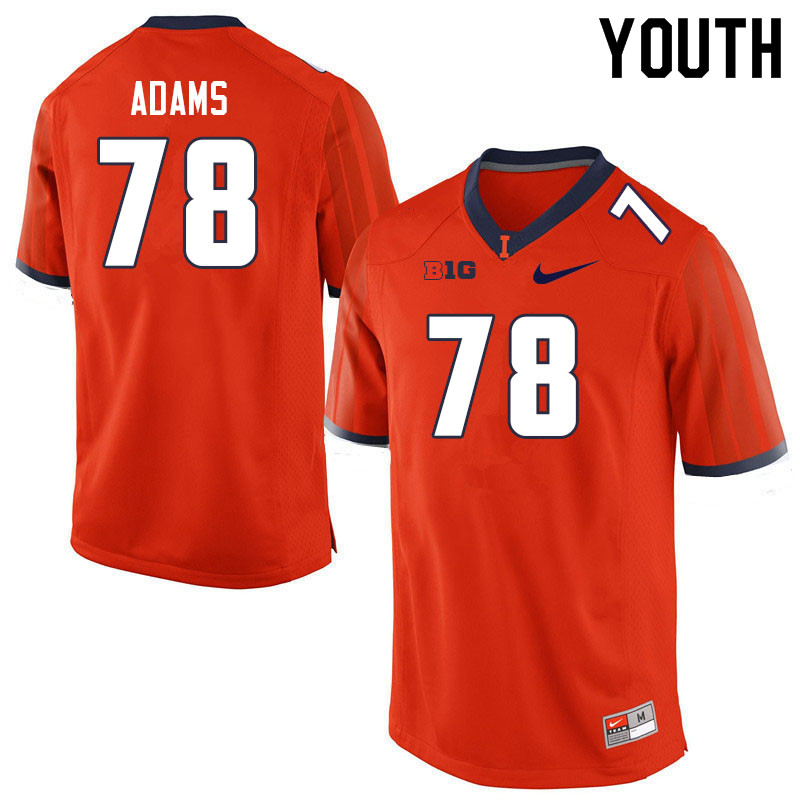 Youth #78 Isaiah Adams Illinois Fighting Illini College Football Jerseys Sale-Orange